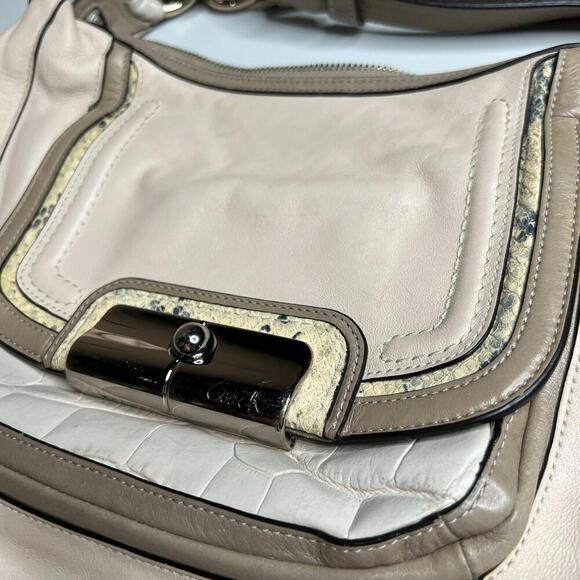 Coach Kristin Hobo Shoulder Bag SV/Ivory Multi Leather Double Strap - Picture 7 of 9